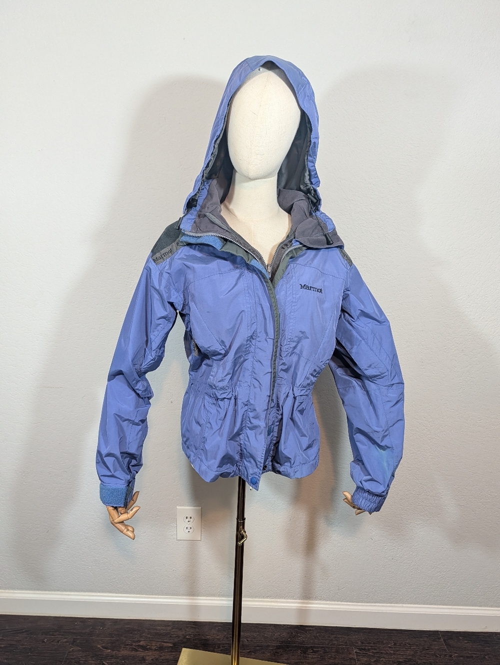 Marmot Blue Hooded Goretex Rain Jacket / S